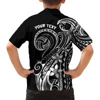 Polynesia Beach Volleyball Personalized Family Matching Off The Shoulder Long Sleeve Dress and Hawaiian Shirt Basic