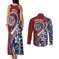 Polynesia Beach Volleyball Personalized Couples Matching Tank Maxi Dress and Long Sleeve Button Shirt Special
