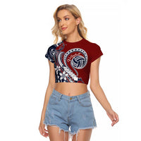 Polynesia Beach Volleyball Personalized Raglan Cropped T Shirt Special