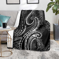Polynesia Plumeria Lei Blanket Black Curves Motif