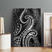 Polynesia Plumeria Lei Canvas Wall Art Black Curves Motif