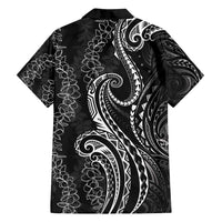 Polynesia Plumeria Lei Family Matching Summer Maxi Dress and Hawaiian Shirt Black Curves Motif