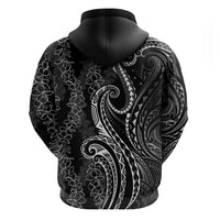 Polynesia Plumeria Lei Hoodie Black Curves Motif