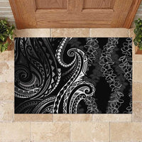 Polynesia Plumeria Lei Rubber Doormat Black Curves Motif LT7 Black - Polynesian Pride