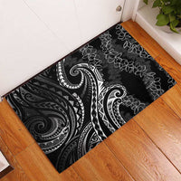 Polynesia Plumeria Lei Rubber Doormat Black Curves Motif LT7 - Polynesian Pride