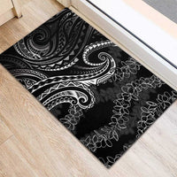 Polynesia Plumeria Lei Rubber Doormat Black Curves Motif LT7 - Polynesian Pride