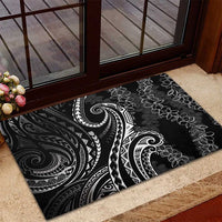Polynesia Plumeria Lei Rubber Doormat Black Curves Motif LT7 - Polynesian Pride