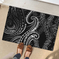 Polynesia Plumeria Lei Rubber Doormat Black Curves Motif LT7 - Polynesian Pride