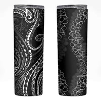 Polynesia Plumeria Lei Skinny Tumbler Black Curves Motif