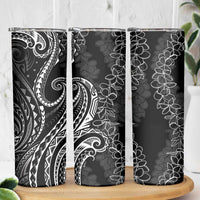 Polynesia Plumeria Lei Skinny Tumbler Black Curves Motif