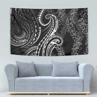 Polynesia Plumeria Lei Tapestry Black Curves Motif