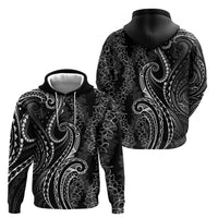 Polynesia Plumeria Lei Zip Hoodie Black Curves Motif