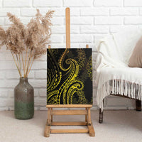 Polynesia Plumeria Lei Canvas Wall Art Black Gold Curves Motif
