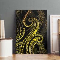 Polynesia Plumeria Lei Canvas Wall Art Black Gold Curves Motif