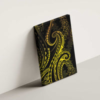 Polynesia Plumeria Lei Canvas Wall Art Black Gold Curves Motif