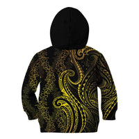 Polynesia Plumeria Lei Kid Hoodie Black Gold Curves Motif LT7 - Polynesian Pride