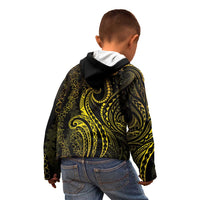 Polynesia Plumeria Lei Kid Hoodie Black Gold Curves Motif LT7 - Polynesian Pride