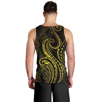 Polynesia Plumeria Lei Men Tank Top Black Gold Curves Motif