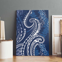 Polynesia Plumeria Lei Canvas Wall Art Navy Blue Curves Motif