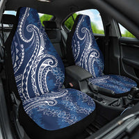 Polynesia Plumeria Lei Car Seat Cover Navy Blue Curves Motif