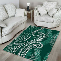 Polynesia Plumeria Lei Area Rug Sage Green Curves Motif
