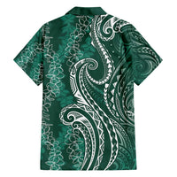 Polynesia Plumeria Lei Family Matching Summer Maxi Dress and Hawaiian Shirt Sage Green Curves Motif