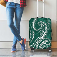 Polynesia Plumeria Lei Luggage Cover Sage Green Curves Motif