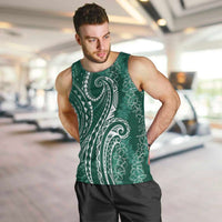 Polynesia Plumeria Lei Men Tank Top Sage Green Curves Motif
