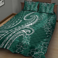 Polynesia Plumeria Lei Quilt Bed Set Sage Green Curves Motif
