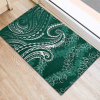 Polynesia Plumeria Lei Rubber Doormat Sage Green Curves Motif