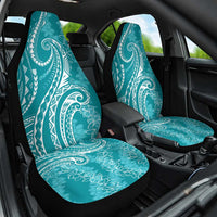Polynesia Plumeria Lei Car Seat Cover Teal Curves Motif