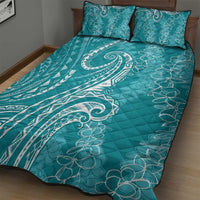 Polynesia Plumeria Lei Quilt Bed Set Teal Curves Motif