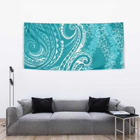 Polynesia Plumeria Lei Tapestry Teal Curves Motif LT7 - Polynesian Pride