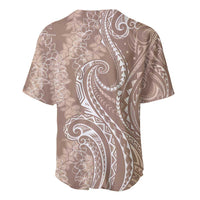 Polynesia Plumeria Lei Baseball Jersey Beige Curves Motif LT7 - Polynesian Pride