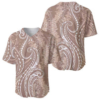 Polynesia Plumeria Lei Baseball Jersey Beige Curves Motif LT7 - Polynesian Pride