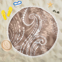 Polynesia Plumeria Lei Beach Blanket Beige Curves Motif