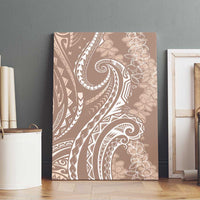Polynesia Plumeria Lei Canvas Wall Art Beige Curves Motif