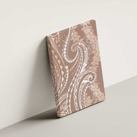 Polynesia Plumeria Lei Canvas Wall Art Beige Curves Motif