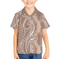 Polynesia Plumeria Lei Family Matching Puletasi and Hawaiian Shirt Beige Curves Motif