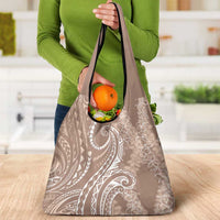 Polynesia Plumeria Lei Grocery Bag Beige Curves Motif