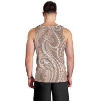 Polynesia Plumeria Lei Men Tank Top Beige Curves Motif