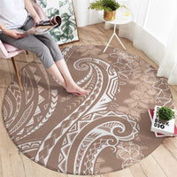 Polynesia Plumeria Lei Round Carpet Beige Curves Motif