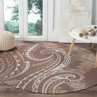 Polynesia Plumeria Lei Round Carpet Beige Curves Motif