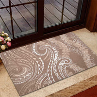 Polynesia Plumeria Lei Rubber Doormat Beige Curves Motif