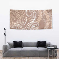 Polynesia Plumeria Lei Tapestry Beige Curves Motif LT7 - Polynesian Pride