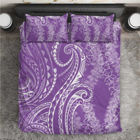 Polynesia Plumeria Lei Bedding Set Periwinkle Curves Motif