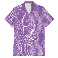 Polynesia Plumeria Lei Hawaiian Shirt Periwinkle Curves Motif