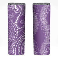 Polynesia Plumeria Lei Skinny Tumbler Periwinkle Curves Motif
