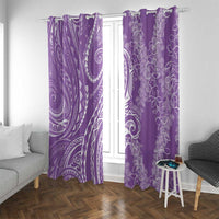Polynesia Plumeria Lei Window Curtain Periwinkle Curves Motif