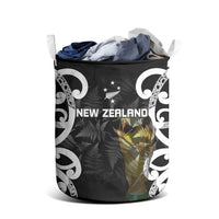 New Zealand WC2026 Black Laundry Basket Silver Fern LT7 - Polynesian Pride